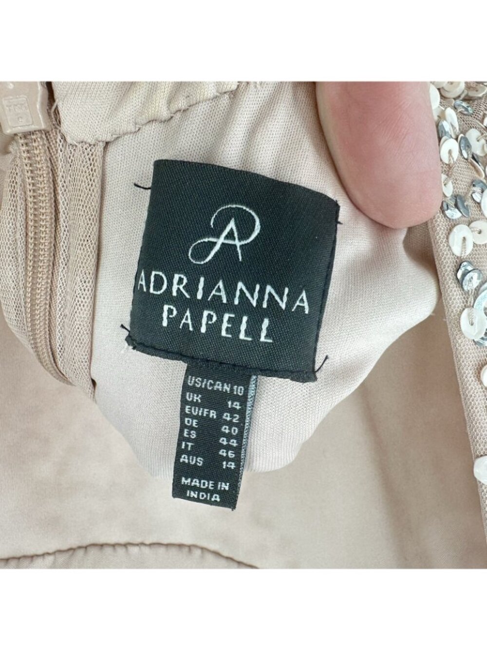 ADRIANNA PAPELL dress gown blush pink sequins 10 formal old Hollywood glamour - Picture 10 of 11